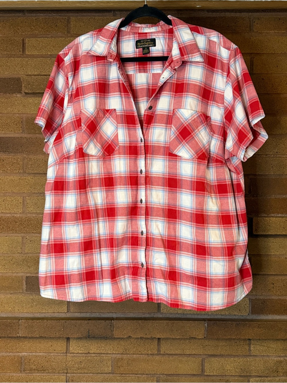Cotton Blend Red Plaid Casual Women’s Shirt